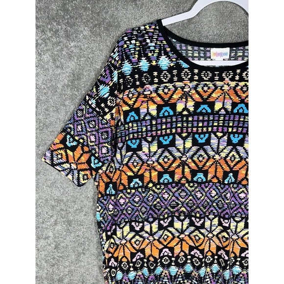 Lularoe Irma Short Sleeve Aztec Geometric Tunic Top Womens Small Stretch Hi Low - Picture 8 of 16